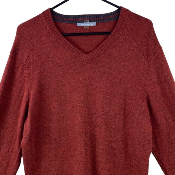 SOLD.   Smartwool Mens V-Neck Wool Sweater Size M Brick Orange - Picture 3 of 6